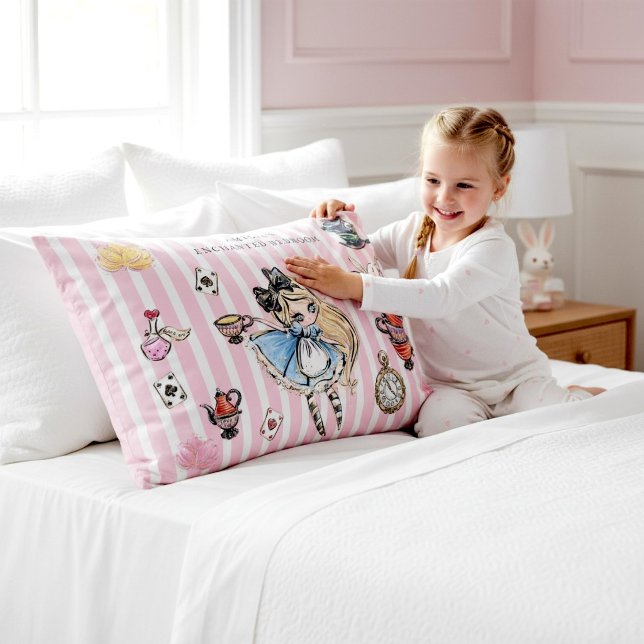 Cute Alice in Wonderland Pink Stripe Bedding Kissenbezug (Von Creator hochgeladen)