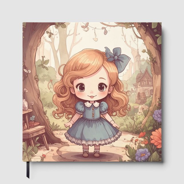 Cute Alice in Wonderland Whimsical Woodland Art Gästebuch (Vorderseite)