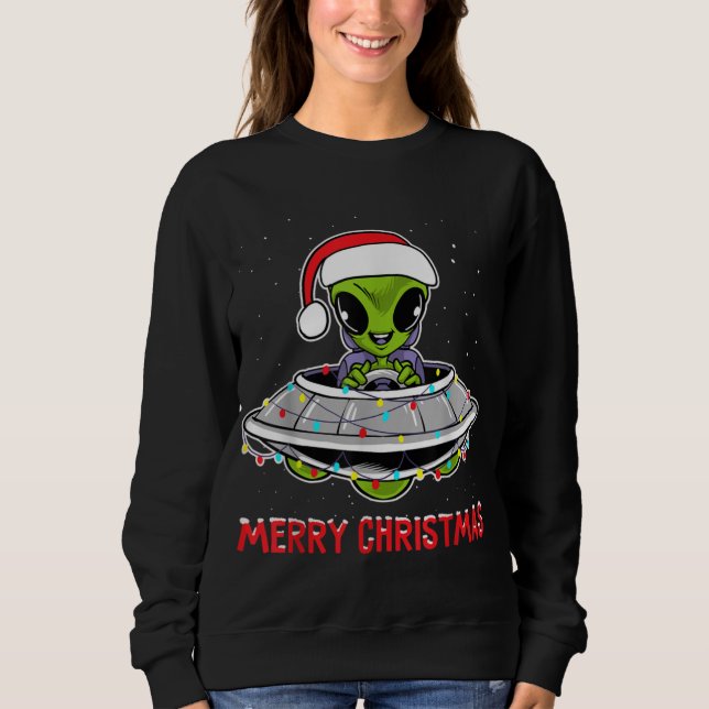 Cute Alien Christmas Tree Lights Xmas Holidays Sweatshirt (Vorderseite)