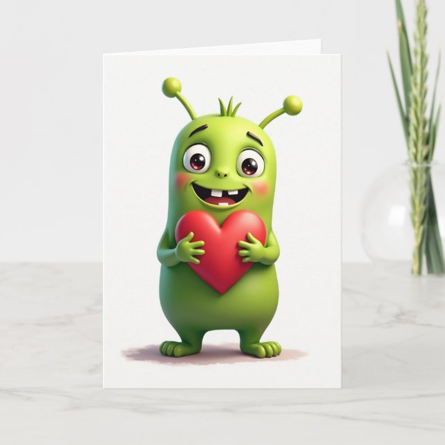 Cute Alien Love Card Karte (Vorderseite)