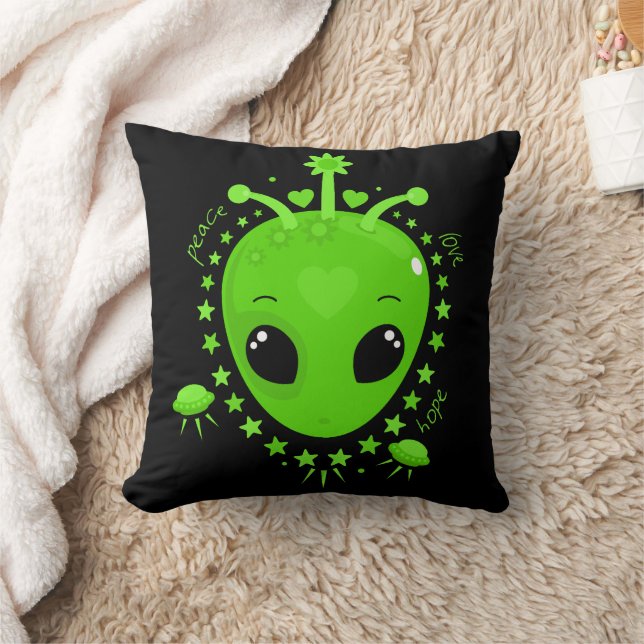 Cute Alien Peace Hope Love Fun Extraterrestrial Kissen (Decke)
