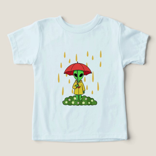 Cute Alien With Umbrella Kawaii Space Character (Design Vorderseite)