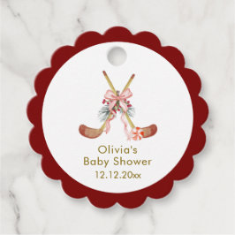 Cute All Stars Bow Floral Hockey Girl Baby Shower Geschenkanhänger