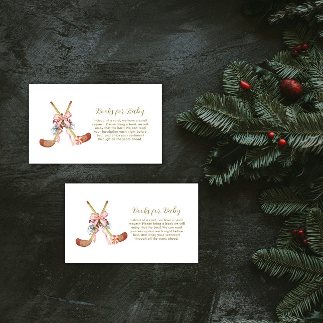 Cute All Stars Bow Hockey Girl Books Baby Shower  Begleitkarte (Cute All Stars Bow Hockey Girl Books Baby Shower Enclosure Card)