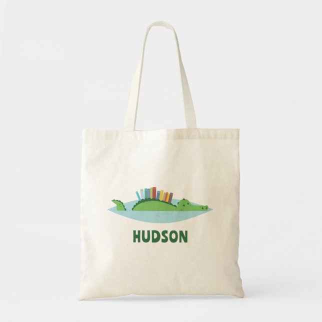 Cute Alligator Library Tote Bag Tragetasche (Vorne)