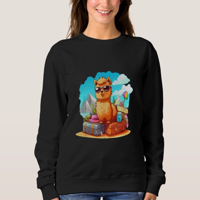 Cute Alpaca With Suitcase Adventure Tee Boys Girls (Vorderseite)
