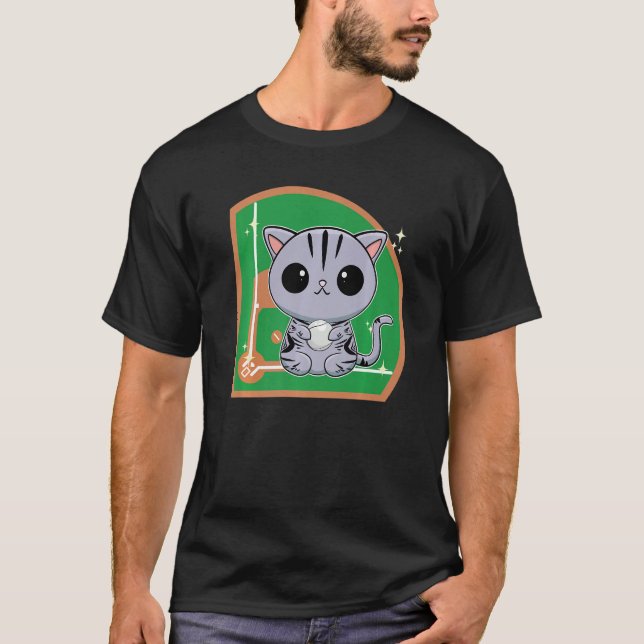 Cute American Shorthair Cat Baseball Player T-Shirt (Vorderseite)