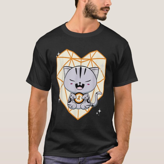 Cute American Shorthair Cat Leukemia Awareness Men T-Shirt