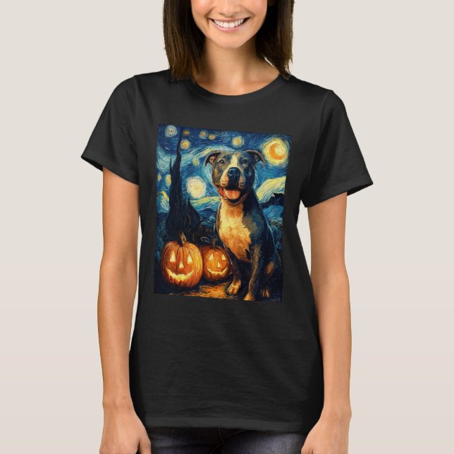 Cute American Staffordshire Terrier Dog Halloween  T-Shirt (Vorderseite)