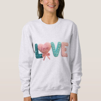 Cute Amigurumi Crochet Love Letters Kawaii Heart  Sweatshirt