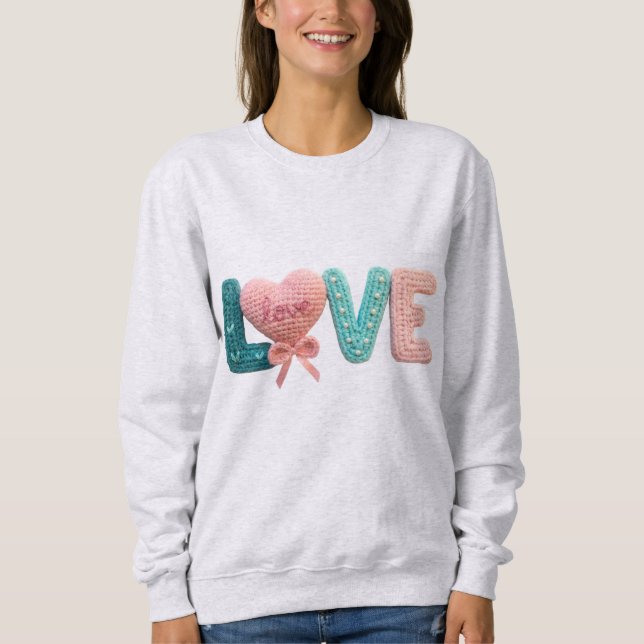 Cute Amigurumi Crochet Love Letters Kawaii Heart  Sweatshirt (Vorderseite)