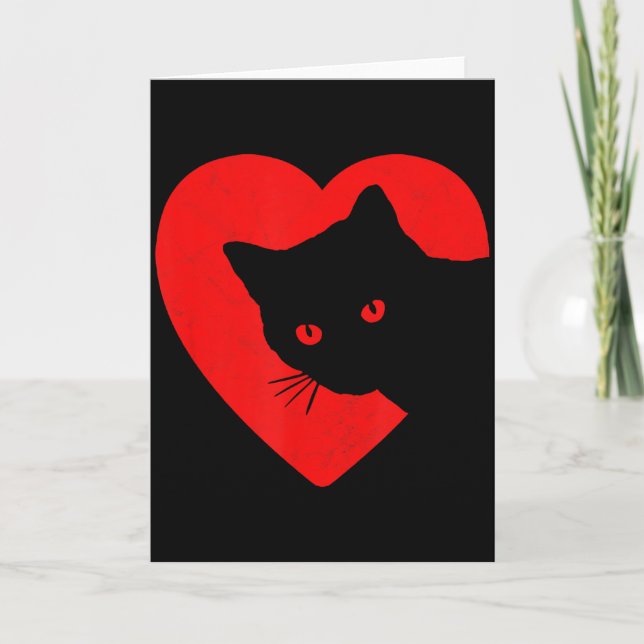 Cute &amp; Funny Cat Valentines Heart Graphic For  Karte (Vorderseite)