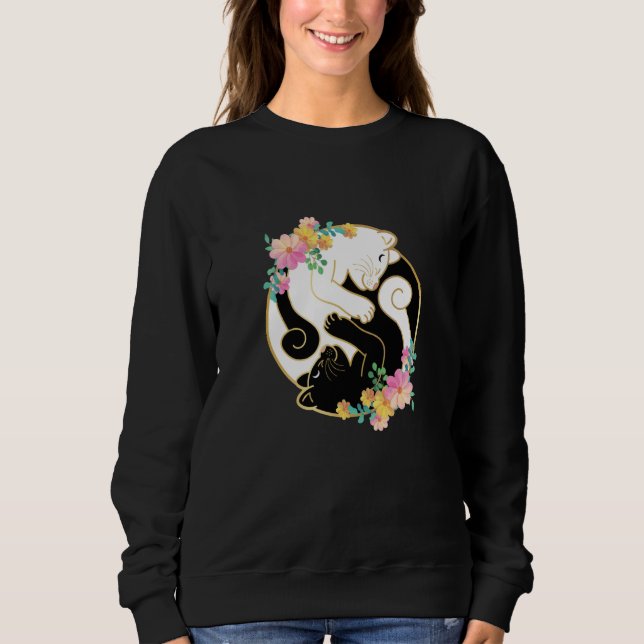 Cute and Adorable Chinese Yin and Yang Cats Cat Sweatshirt (Vorderseite)