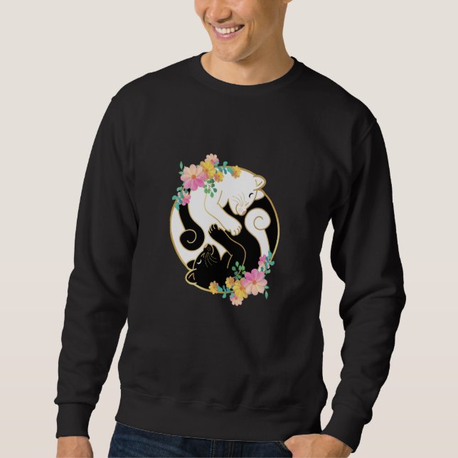 Cute and Adorable Chinese Yin and Yang Cats Cat Sweatshirt (Vorderseite)