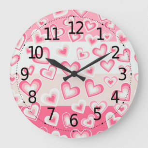 Cute and Adorable Valentine's Day Pastel Hearts   Große Wanduhr