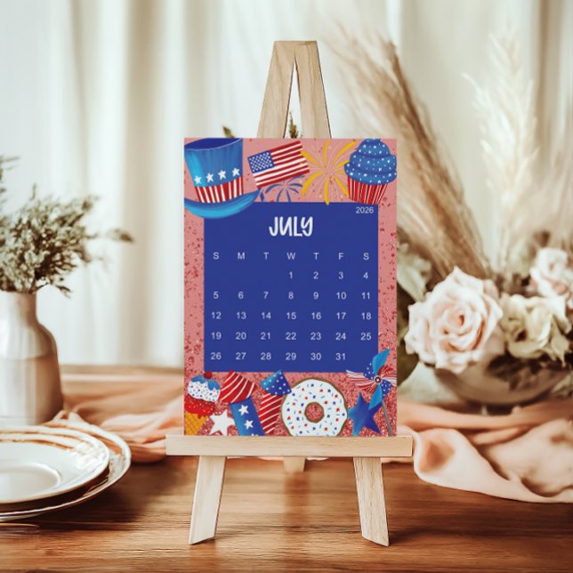 Cute and Colorful 2026 Calendar Page - July Dankeskarte (Von Creator hochgeladen)