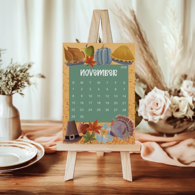 Cute and Colorful 2026 Calendar Page - November Dankeskarte (Von Creator hochgeladen)