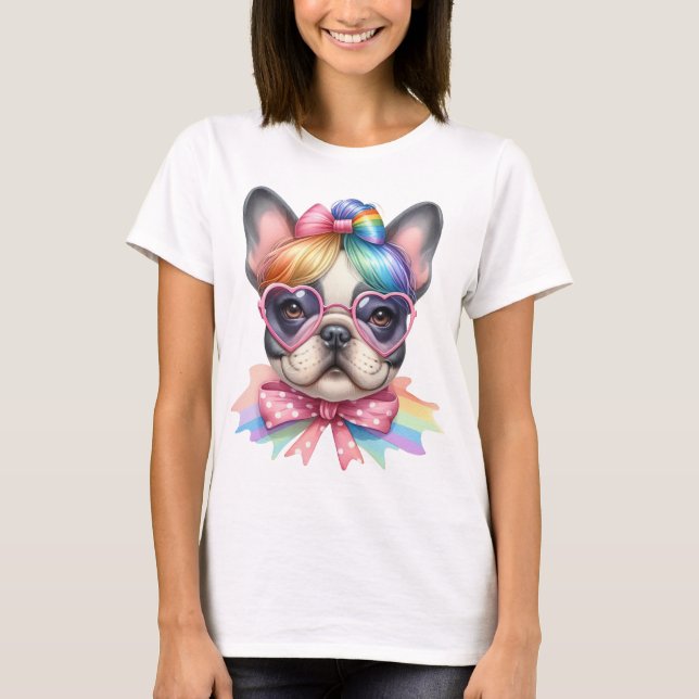 CUTE AND COLORFUL FRENCH BULLDOG DOG T-Shirt (Vorderseite)