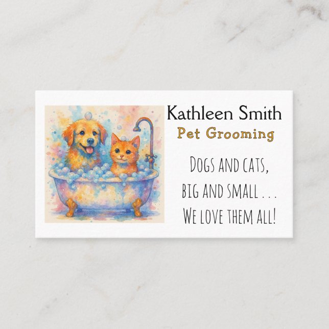 Cute and Colorful Pet Grooming Business Cards Visitenkarte (Vorderseite)