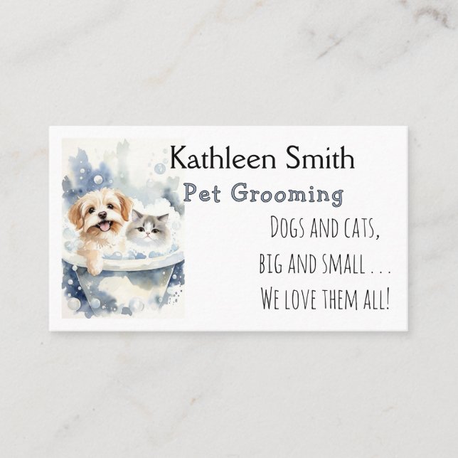 Cute and Colorful Pet Grooming Business Cards Visitenkarte (Vorderseite)