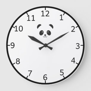 Cute and Elegant Black Panda   Wall Clock Große Wanduhr