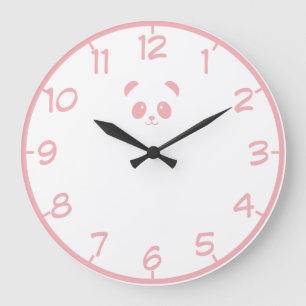 Cute and Elegant Pink Panda Wall Clock Große Wanduhr