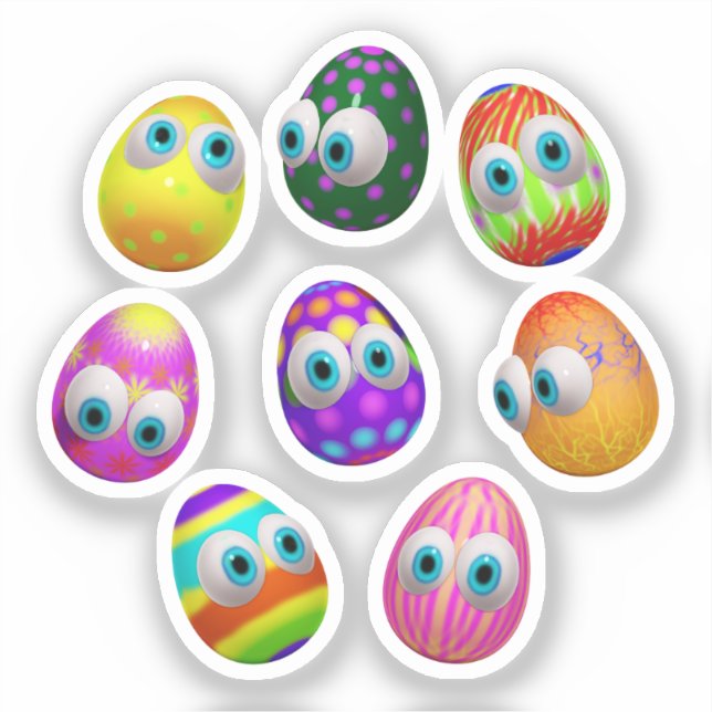 Cute and Funny Easter Eggs Cartoon Aufkleber (Vorderseite)