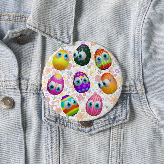 Cute and Funny Easter Eggs Cartoon Button (Beispiel)
