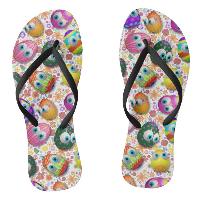 Cute and Funny Easter Eggs Cartoon Flip Flops (Fußbett)
