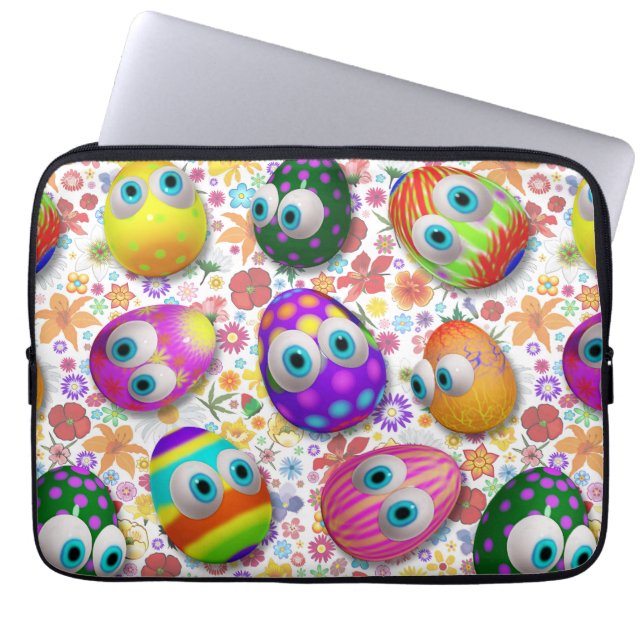 Cute and Funny Easter Eggs Cartoon Laptopschutzhülle (Vorderseite)