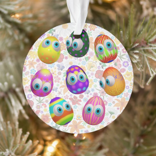 Cute and Funny Easter Eggs Cartoon Ornament (Baum)