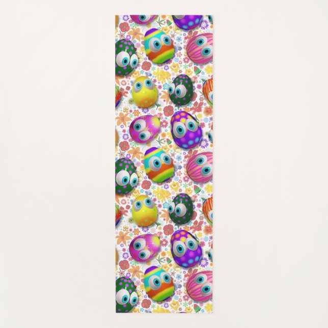 Cute and Funny Easter Eggs Cartoon Yogamatte (Vorderseite)