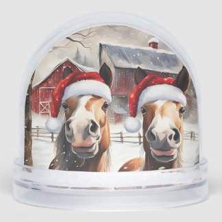 Cute and Funny Horses in Snow Christmas Schneekugeln