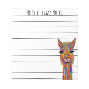 Cute and Funny No Prob Llama Notepad Notizblock