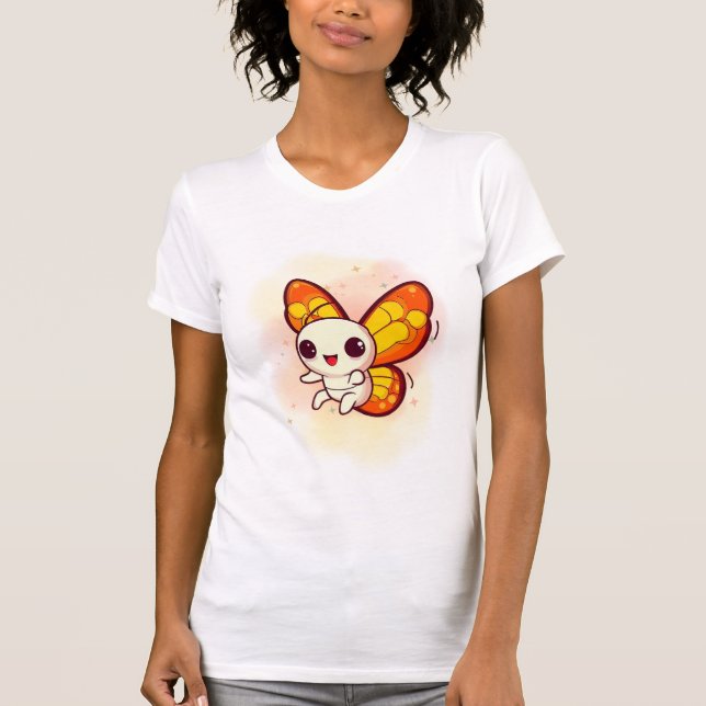 CUTE AND FUNNY ORANGE BUTTERFLY DESIGN T-Shirt (Vorderseite)