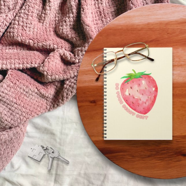 Cute and Motivational Strawberry Notebook Notizblock (Von Creator hochgeladen)