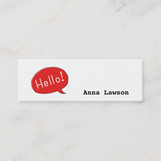 Cute and simple Hello! business card Mini Visitenkarte (Vorderseite)