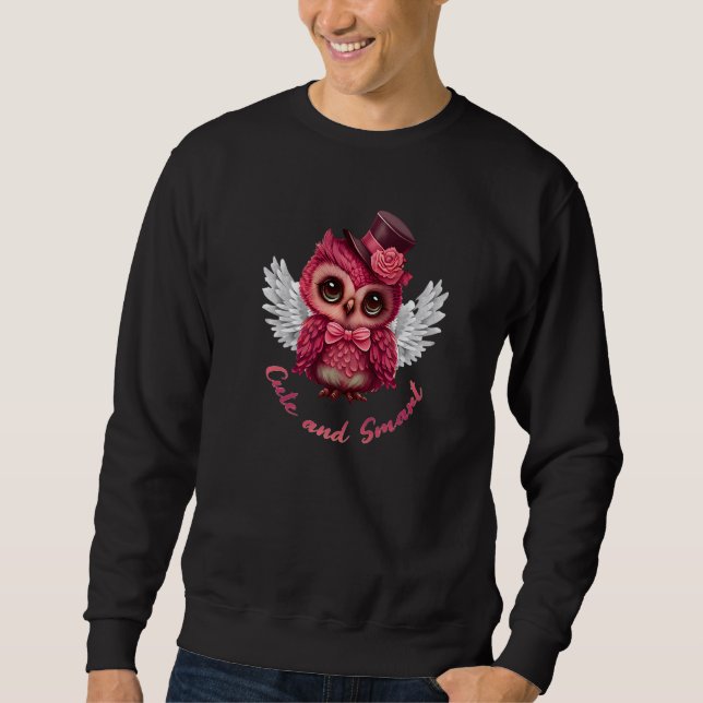 Cute and Smart Pink Owl Angel in a Top Hat and Bow (Vorderseite)