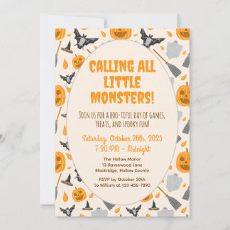 Cute and spooky halloween party invitation einladung