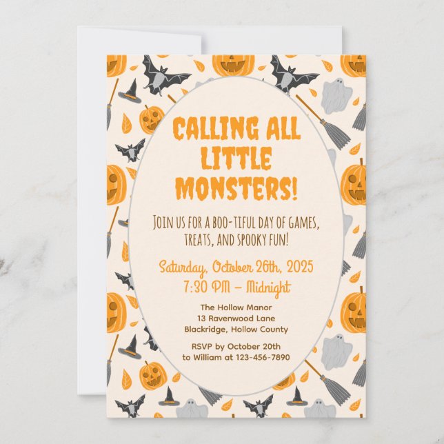 Cute and spooky halloween party invitation einladung (Vorderseite)