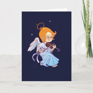 Cute angel playing violin feiertagskarte