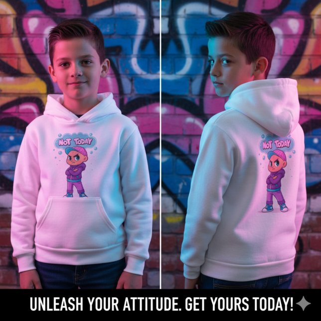 Cute Angry Kid "Not Today" Graffiti Kids T-Shirt Hoodie (Cute Angry Kid "Not Today" Graffiti Kids T-Shirt)