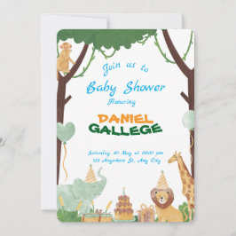 Cute Animal Baby Shower Invitation – Jungle & Safa Einladung
