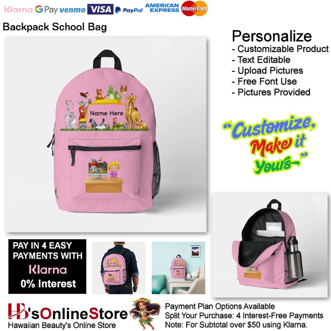 Cute Animal Cartoon School Supplies Backpack Bag 9 Bedruckter Rucksack (Cute Animal Cartoon School Supplies Backpack Bag 9.)