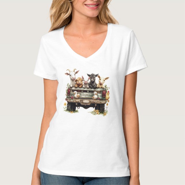 Cute Animal Farm On T-Shirt (Vorderseite)