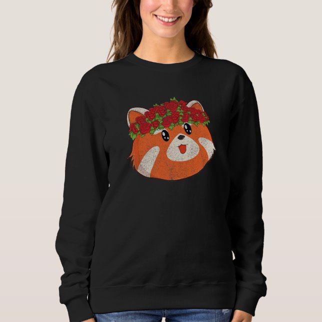 Cute Animal Flowers Zoo Animal  Roses Red Panda Sweatshirt (Vorderseite)
