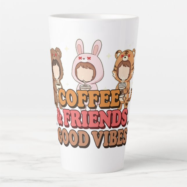 Cute Animal Friends Coffee Lovers Milchtasse (Vorderseite)