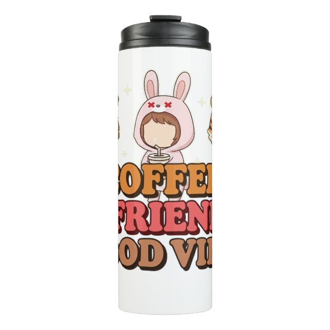 Cute Animal Friends Coffee Lovers Thermosbecher (Vorderseite)