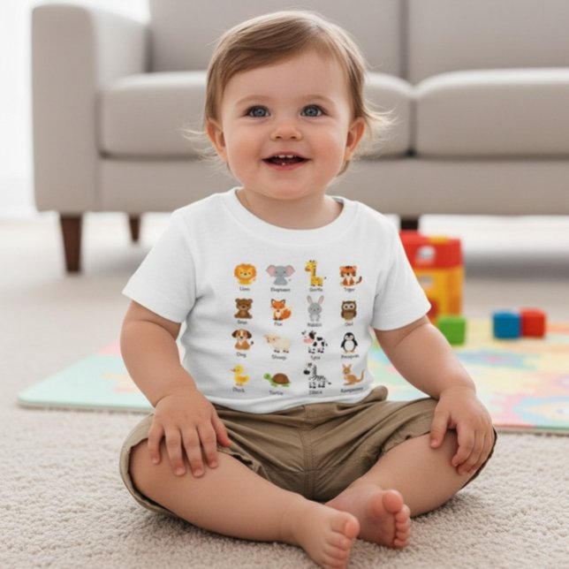 Cute Animal Name ABC Educational Toddler Infant Te Baby T-shirt (Von Creator hochgeladen)
