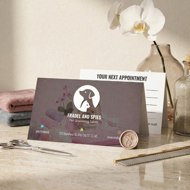 Cute Animal Pet Care with Custom Logo Terminkarte (Cute Animal Pet Care Appointment Card with Custom Logo)